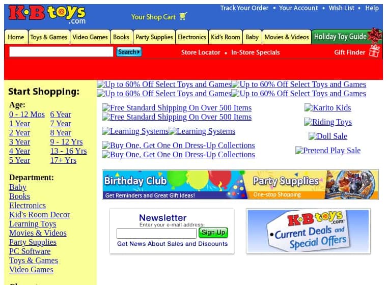 Screenshot of http://www.kbtoys.com/ as archived Dec 4, 2008
