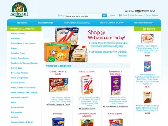 Screenshot of http://www.webvan.com/ as archived Feb 4, 2010 · 11:26 PM ET